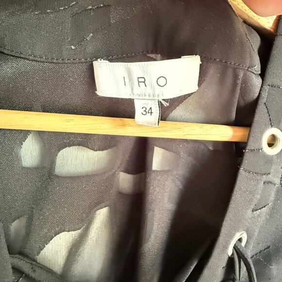 IRO Black Lace-Up Ruffle Blouse - Picture 3 of 11